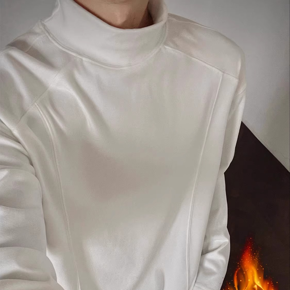 STA GTAL德绒半高领卫衣男冬季款加绒加厚保暖美式中领打底衫长袖