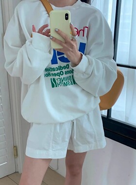 凡他姨【里斯本雨】秋冬加绒加厚圆领卫衣韩系字母印花上衣情侣装