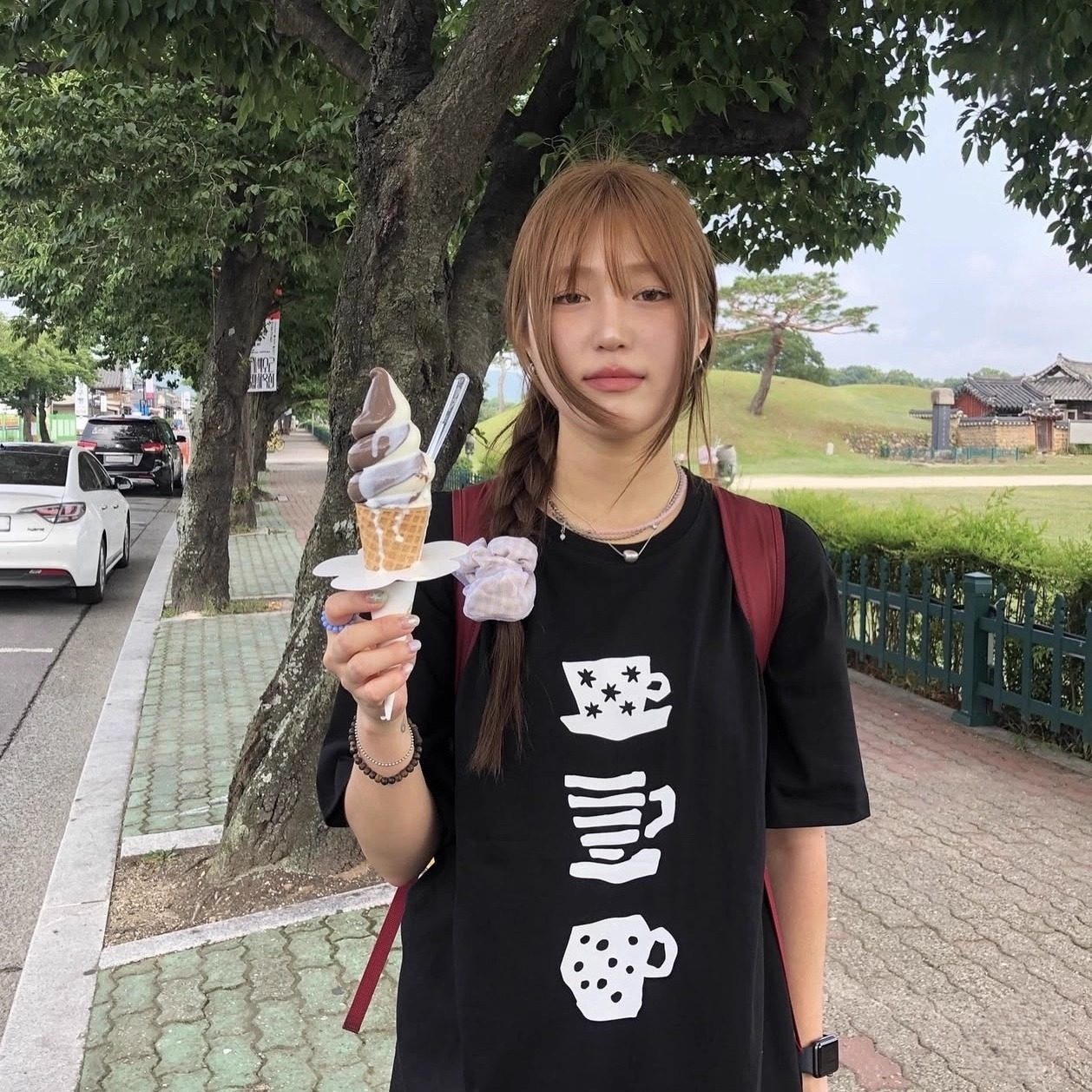 凡他姨【失眠咖啡】男女同款数码直喷印花T恤宽松纯棉圆领短袖夏
