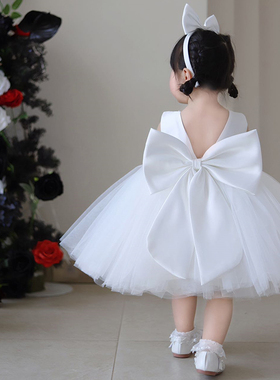 女宝白色礼服裙花童宝宝周岁公主裙高端定制纱裙儿童蓬蓬裙连衣裙