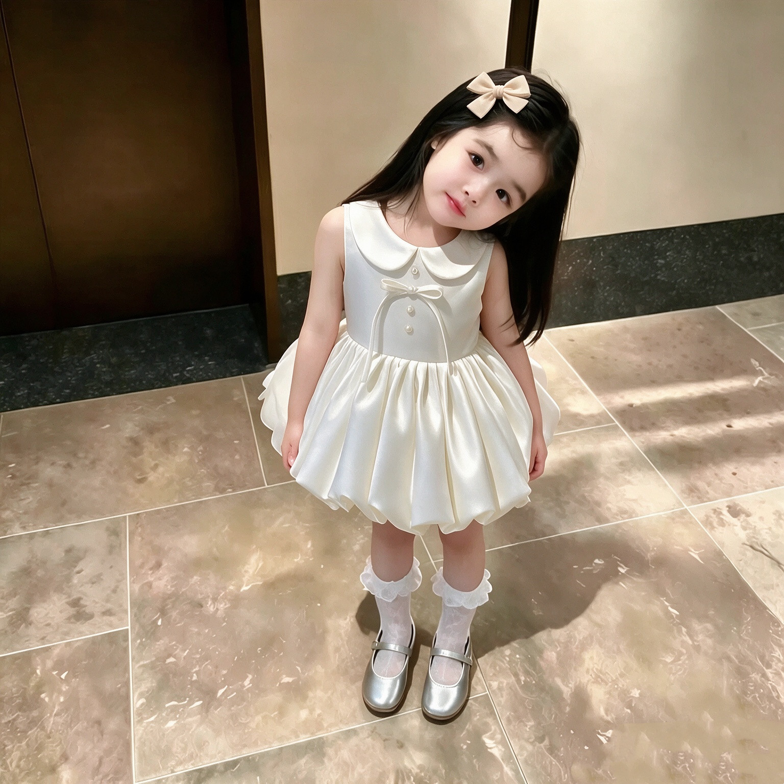 夏季洋气女童周岁生日礼服连衣裙图片