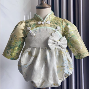 周岁礼服女宝宝中国风一岁抓周满月百日宴礼服女童婴儿包p唐装秋