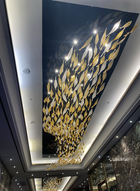 酒店波浪形枫叶吊灯电梯厅楼梯灯走廊过道灯餐厅会所装饰灯具