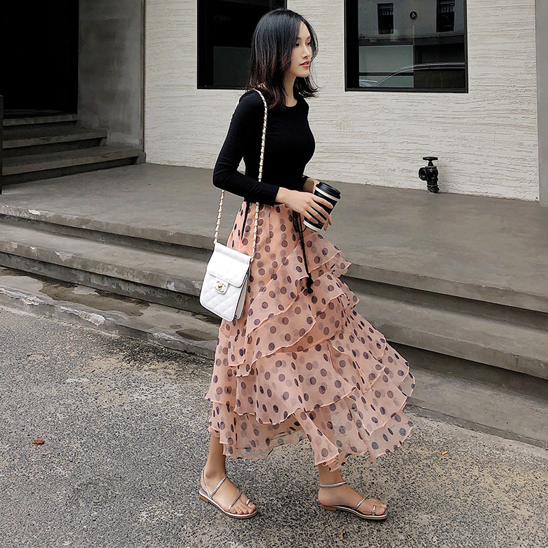 【思萌】   飘逸美人鱼波点半身裙夏季中长款高腰鱼尾仙女蛋糕裙,女装/女士精品,半身裙,淘宝优惠券,粉丝福利购,淘宝优惠卷