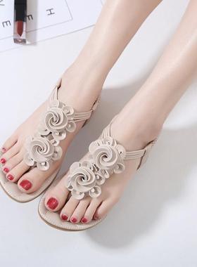 Beach Bohemia flowers flat big yards cool procrastinate 凉拖