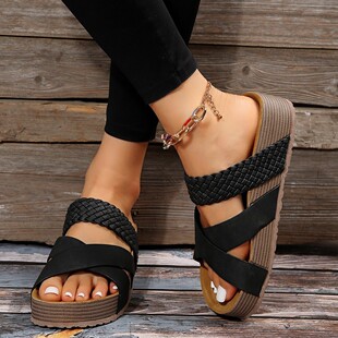 平底一字交叉舒适凉拖鞋 Flat bottomed comfortable slippers