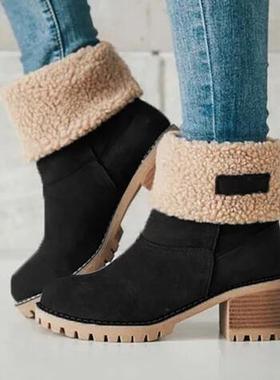 big size warm winter shoes women faux fur boots waterproof靴