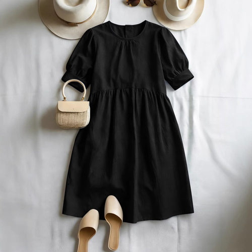 Pure Color Doll Dress with Elegant Silhouette 气质纯色连衣裙