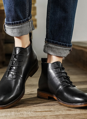 男商务休闲真皮皮靴 Chukka Men's Leather Business Shoes Boots