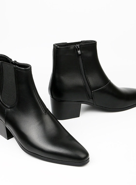 Men high-heeled autumn winter height increasing short boots