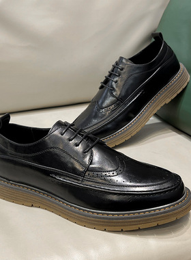 Pointed casual leather shoes business carved shoes men 男鞋