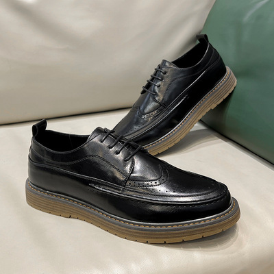 Pointed casual leather shoes business carved shoes men 男鞋