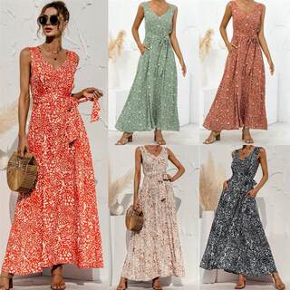 Leopard grain v-neck lace dress summer Bohemia wind holiday