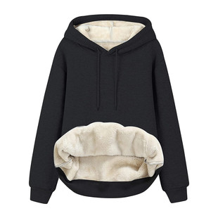 hoodie coat simple fleece Tops连帽加厚女卫衣 thickened Women