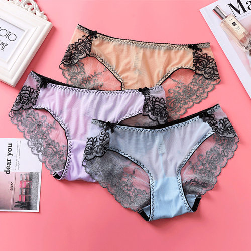 Sexy ladies panties lace transparent cotton bottom underwear