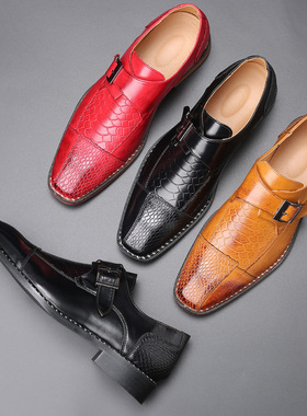 Big yards wingtip shoes buckle men shoes 38-48 大尺码搭扣男