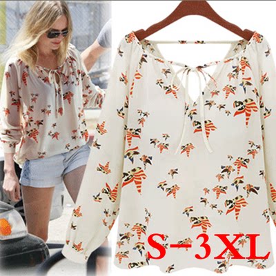 XXXL 2017summer chiffon tops ladies blouse shirts for women