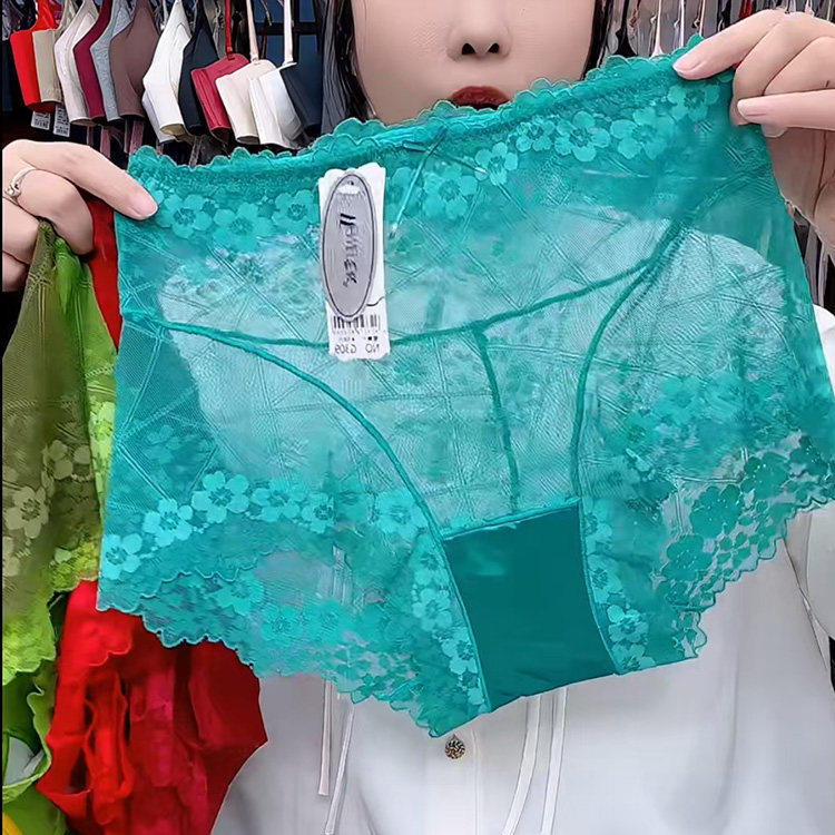 糖果彩色性感蕾丝花边超薄透气无痕内裤女双层棉裆透气烟花三角裤