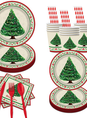 Christmas Tree Party Supplies Tableware 圣诞节派对一次性纸盘
