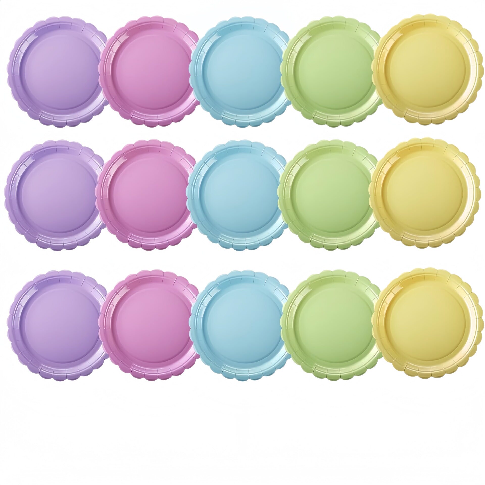 马卡龙色派对用品花边纸盘纸巾 Paper Plates Party Supplies
