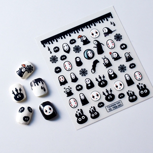 无脸男浮雕指甲美甲贴纸Japanese Anime 5D Nail Stickers Decals