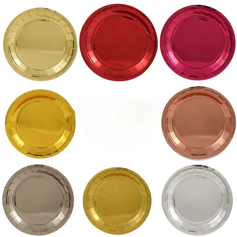 10个装纯色派对用品一次性纸盘 Solid Color Party Paper Plates