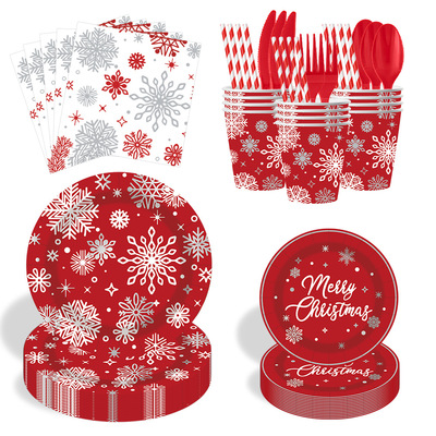 Snowflake Christmas Party Supplies Set 圣诞节派对一次性餐具