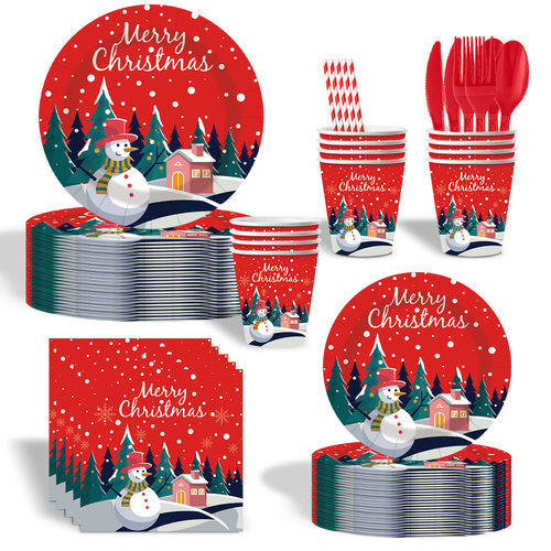 Christmas Party Supplies Tableware平安夜圣诞节派对一次性纸盘