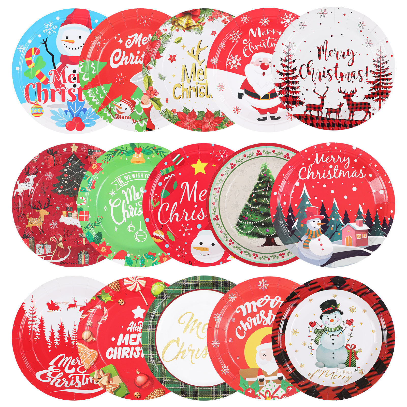圣诞节派对一次性纸盘 Christmas Party Supplies Paper Plates