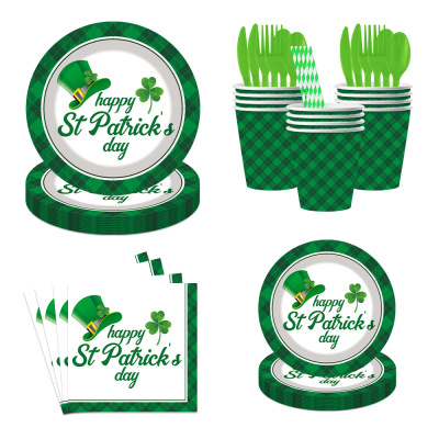 圣帕特里克节派对纸盘桌布拉旗St. Patrick's Day Party Supplies