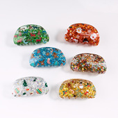 Star Hair Claw Christmas Clips 圣诞节星星亮片抓夹盘发鲨鱼夹