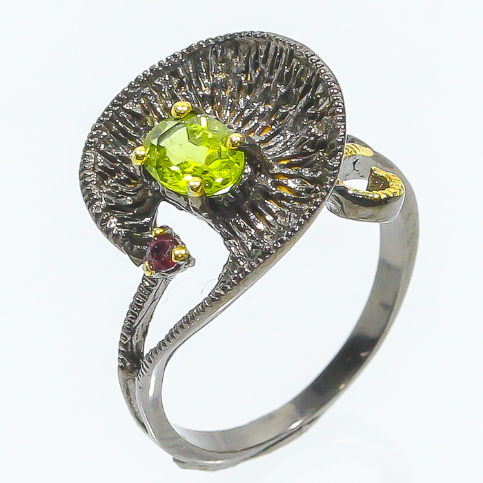 Jewelry Gifts Sterling Silver Peridot Rings 设计师纯银戒指女