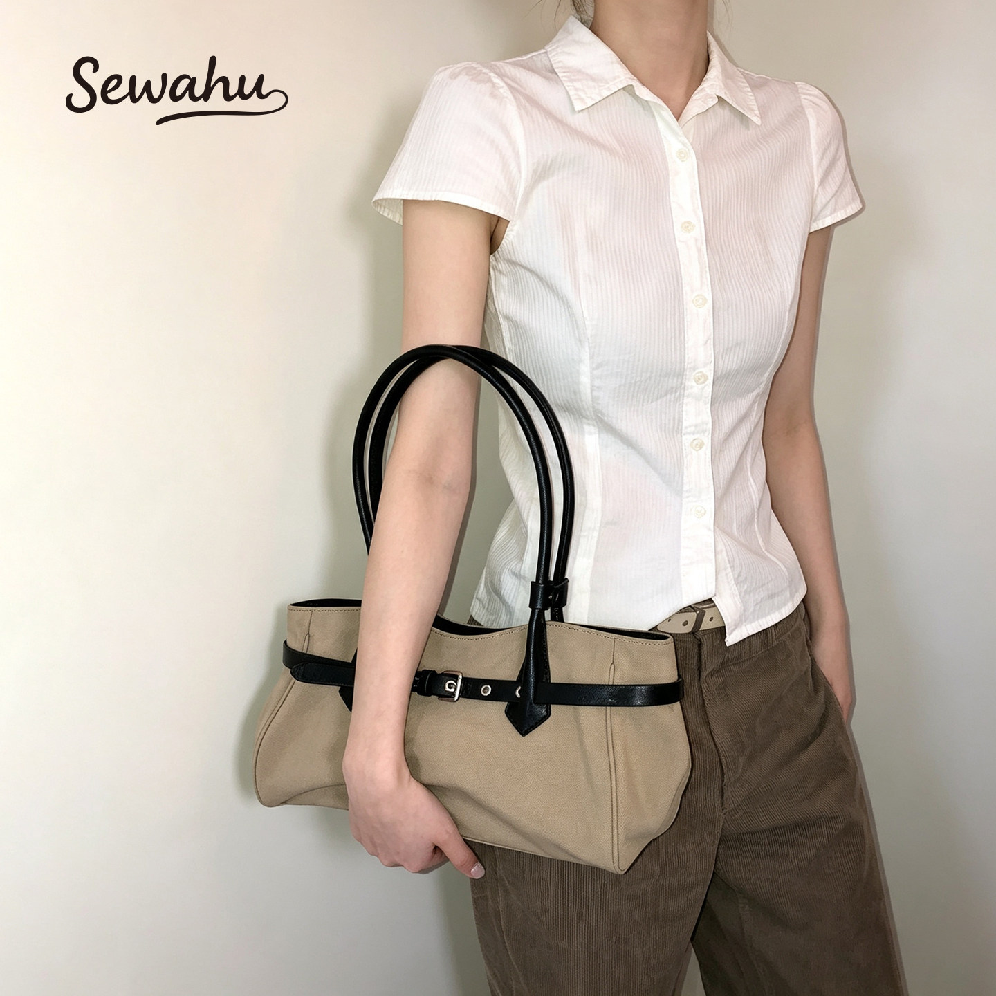 SEWAHU韩系复古皮带扣腋下包