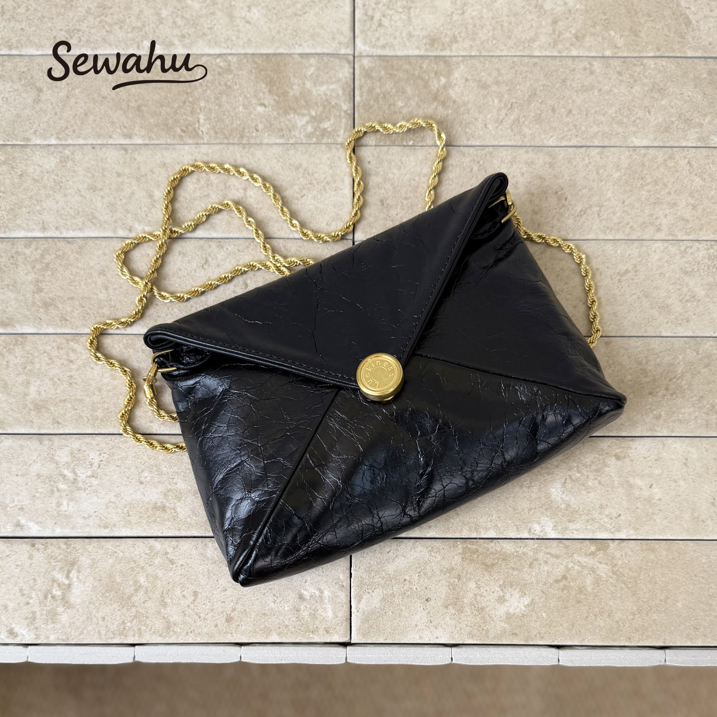 SEWAHU复古油蜡皮金币包信封包