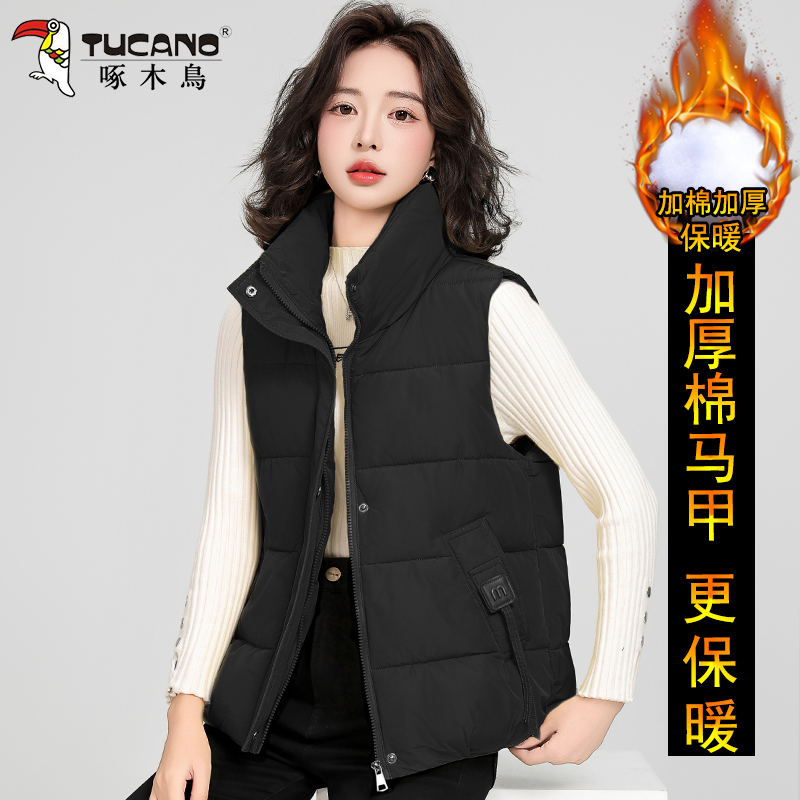 啄木鸟棉马甲女士秋冬季新款2025外穿洋气妈妈时尚背心坎肩外套女