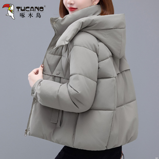 啄木鸟短款棉衣女款2025冬季新款妈妈加厚保暖棉服女士洋气小棉袄