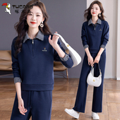 啄木鸟洋气妈妈运动套装 春秋假两件翻领卫衣休闲两件套 女2026新款