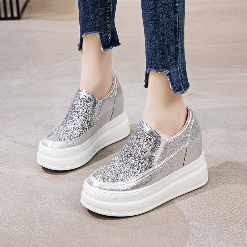 春夏新款增高女鞋子一脚蹬乐福鞋