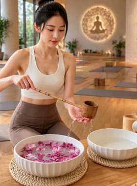 净手盆美容院spa水疗泰式疗愈瑜珈欢迎仪式洗手礼观景香薰陶瓷盆