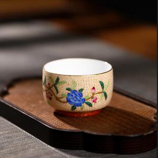 景德镇手工胎手绘茶具高端功夫茶杯主人杯女珐琅彩单杯品茗杯茶杯