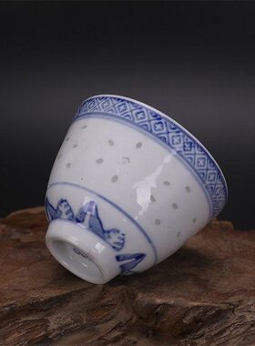 特价十大瓷厂货青花玲珑三江盅茶杯红色瓷手工古玩古董复古收藏摆