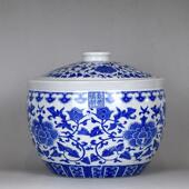 景德镇陶瓷米缸带盖米桶药罐50斤罐油罐泡菜坛米酒坛青花瓷储物罐