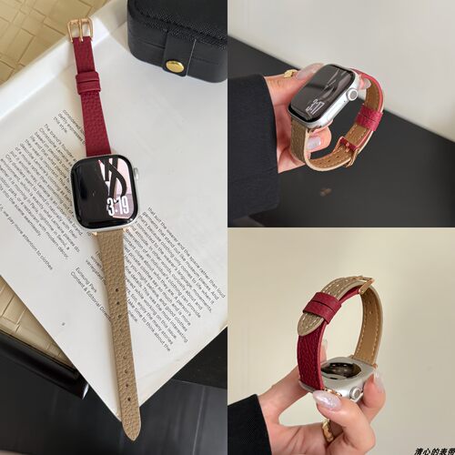 秋冬款荔枝纹拼色皮质适用表带