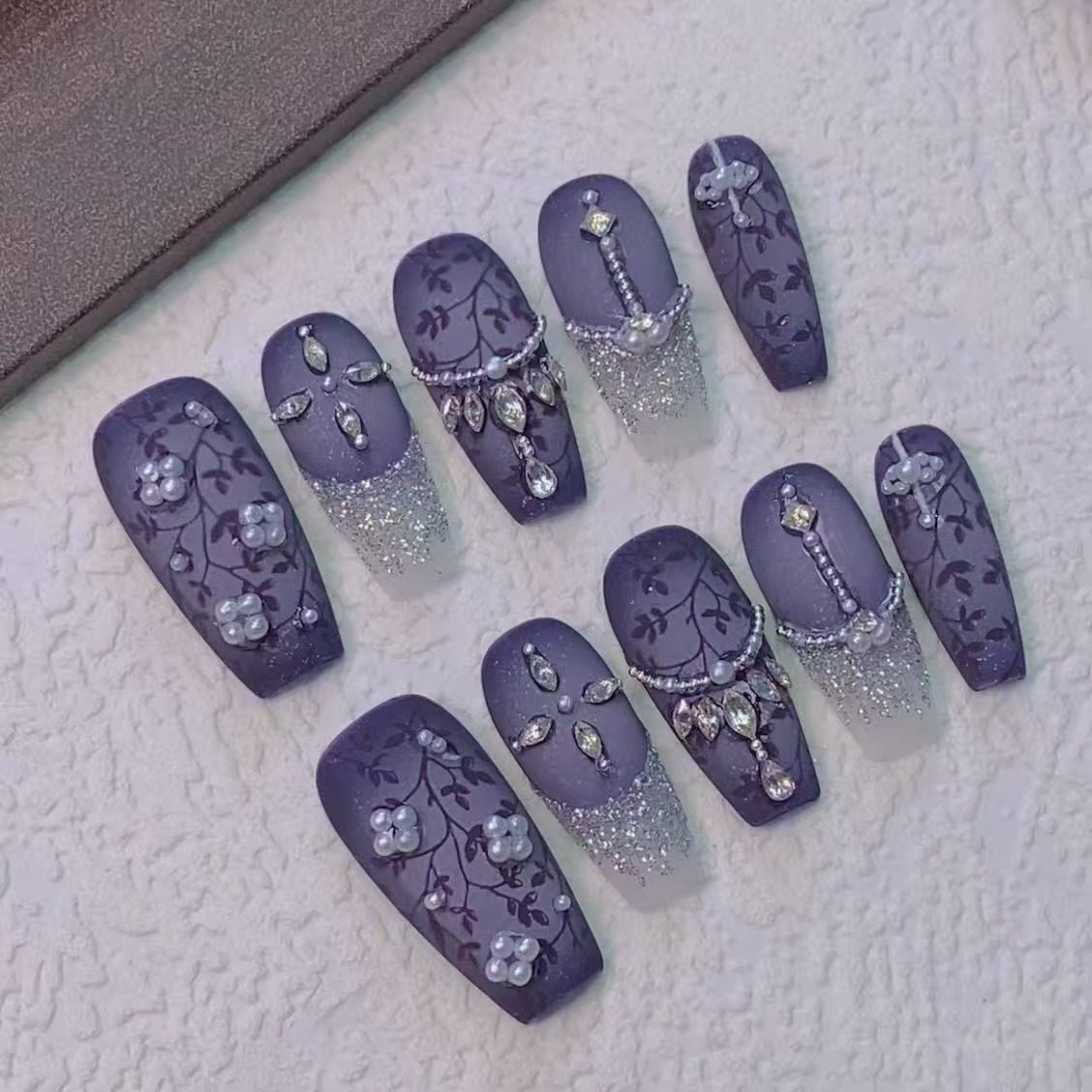 媛满【紫流苏】 国风流苏锆石旗袍纯手工穿戴美甲长短款高级感,彩妆/香水/美妆工具,穿戴甲/甲片,淘宝优惠券,粉丝福利购,淘宝优惠卷