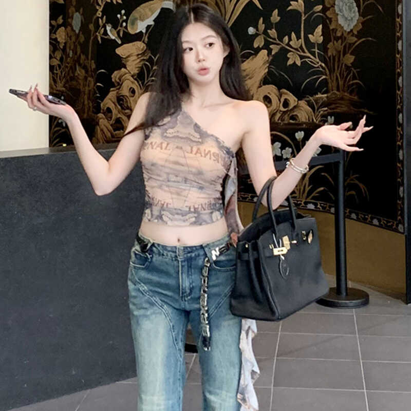 做旧新款直筒修身显瘦夏季复古