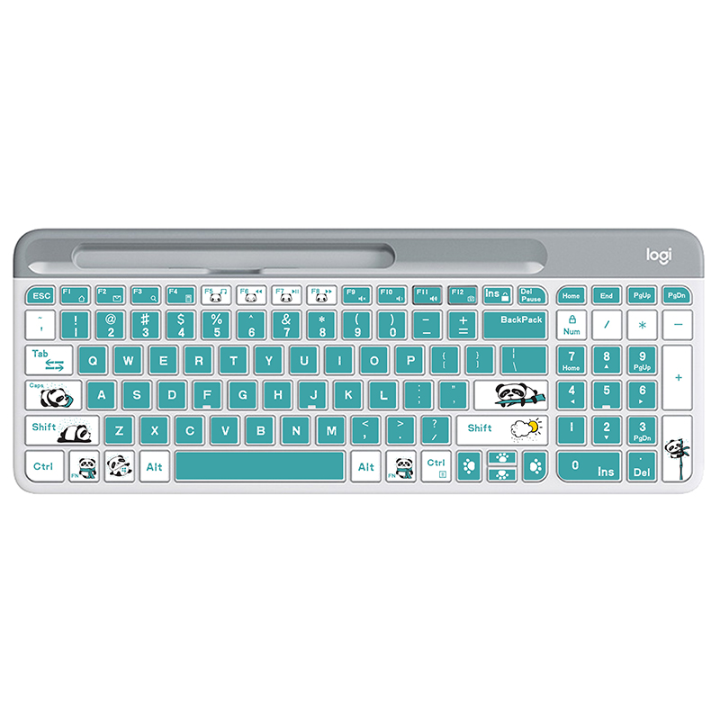 熊猫键盘贴纸可爱卡通贴纸Logitech罗技k580贴纸台式机贴纸不掉色