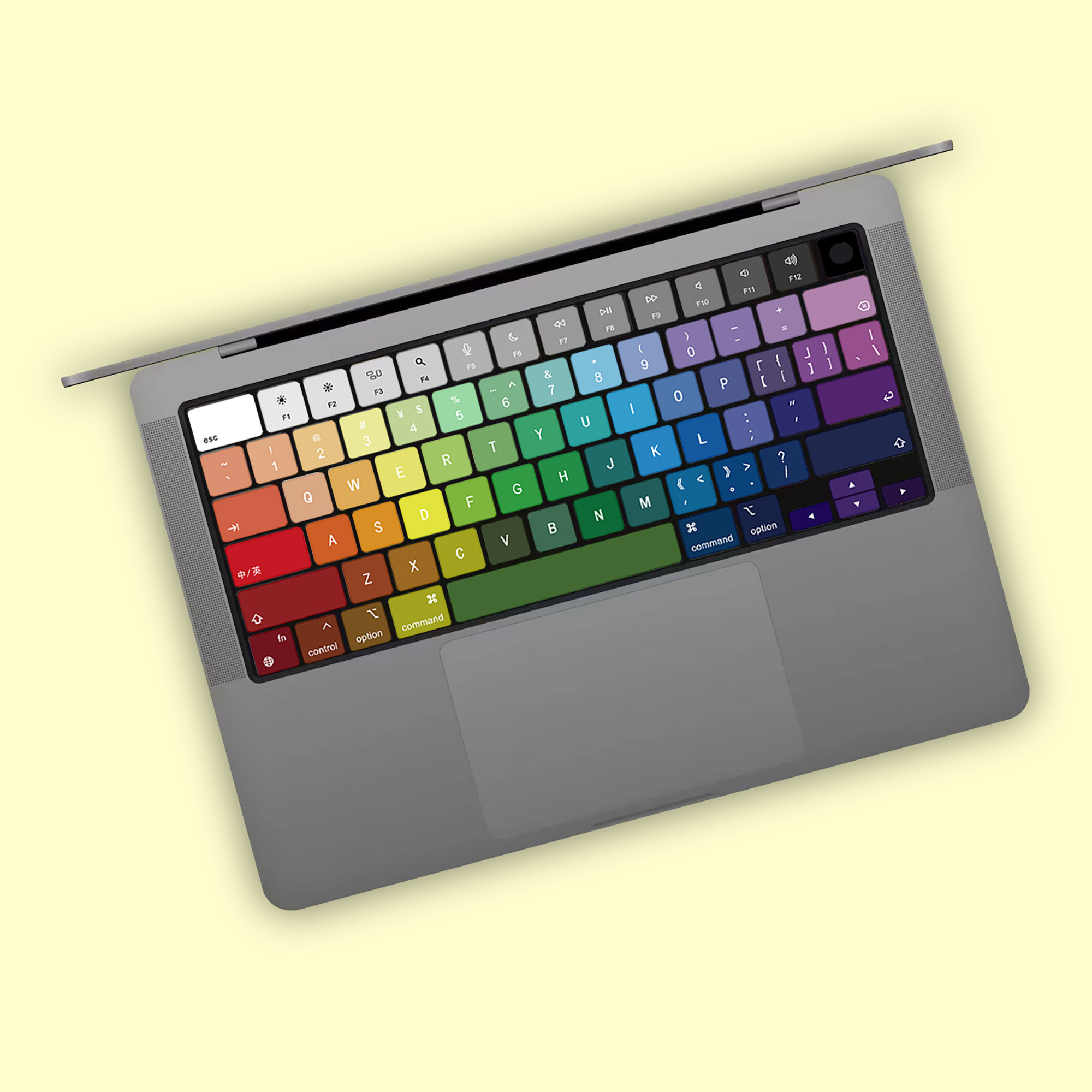 彩虹款适用于2022苹果macbook键盘贴纸pro14寸air13笔记本可爱贴
