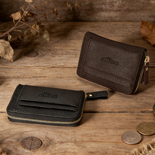 复古荔枝纹多卡位拉链钱包 女士便携日常随身卡片零钱收纳卡包