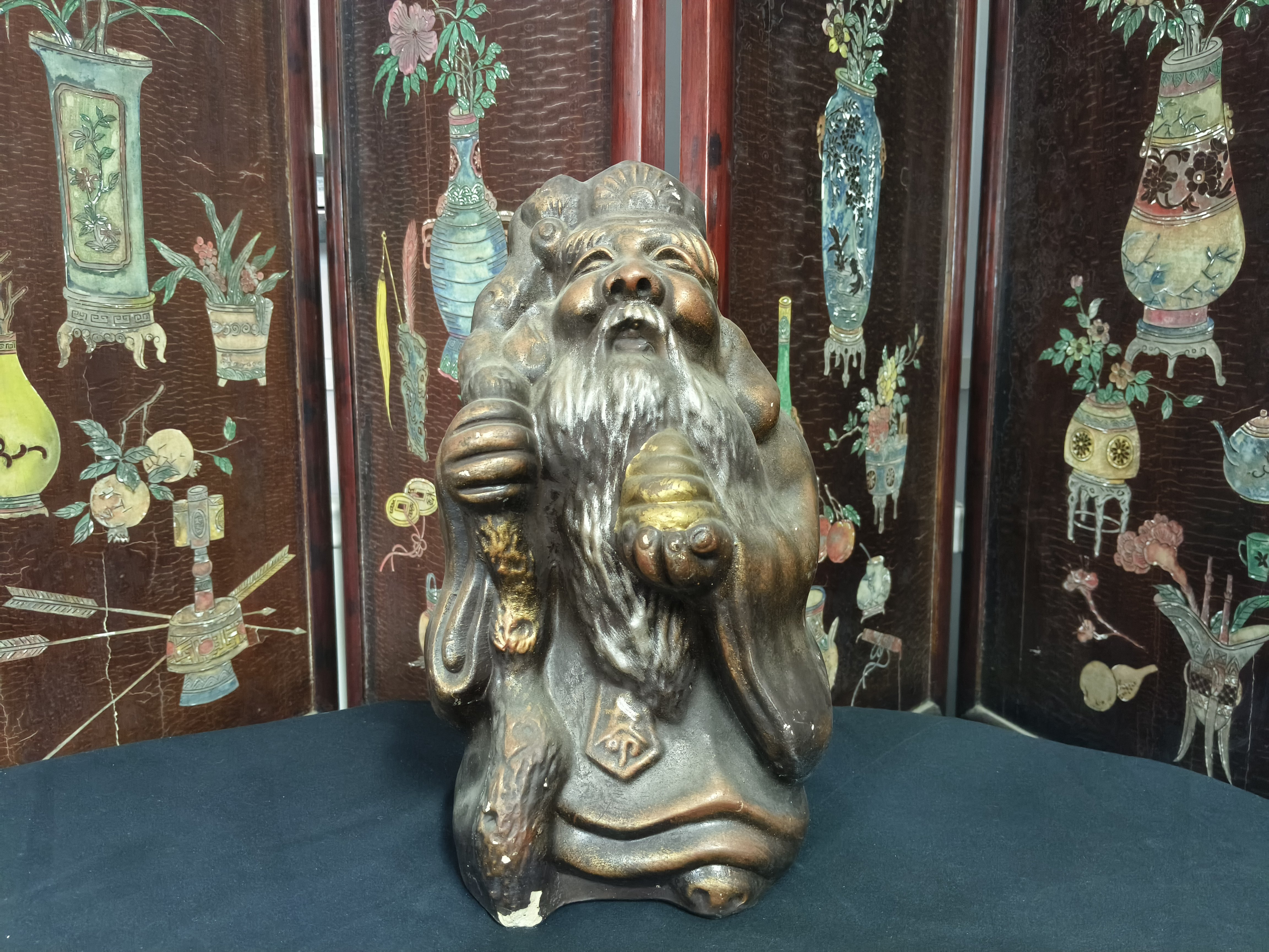 美洋阳海外日本回流老货陶器寿星有飞皮有磕myy313