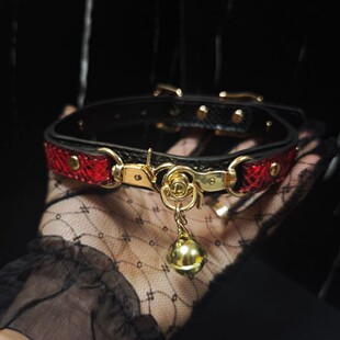 Aura Collar轻奢真皮choker项圈亚文化铃铛项圈牵引绳颈圈项链